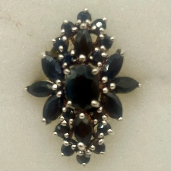 Sterling Silver 925 Sapphire Blue Cluster Ring NWOT - Picture 3 of 9